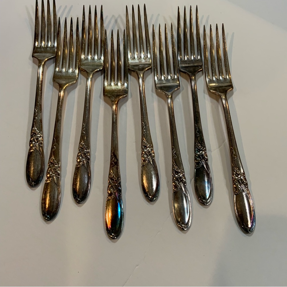 Community White Orchid Silver Plate Forks Set of 8 Replacement Vintage